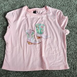 Pink Kids Shirt with Boot Print